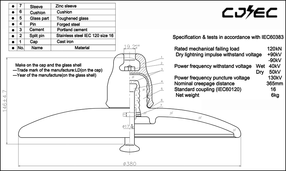 Aerodynamic glass insulator 10
